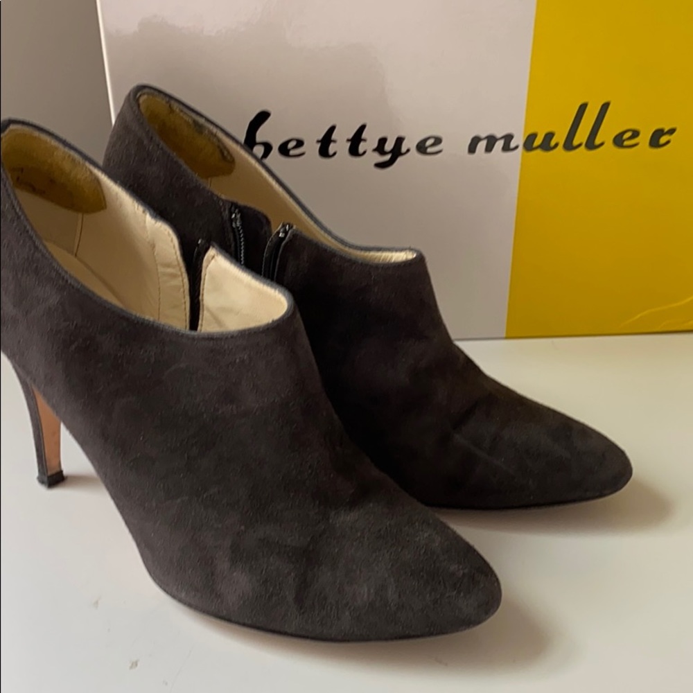 Bettye Muller “Jagger” Capine Suede Ankle Booties
